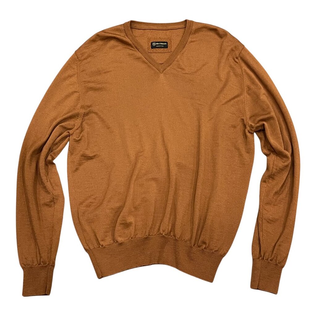 Allen Edmonds Italian Wool V-neck Sweater, Golden Brown, XL